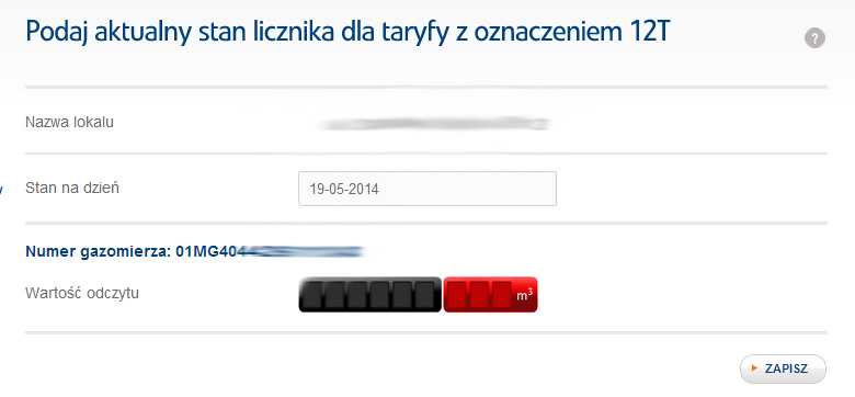 PGNiG - odczyt stanu licznika przez e-bok