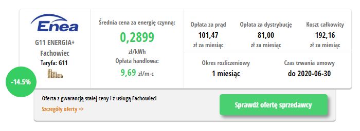 Enea ENERGIA+ Fachowiec - wynik z porównywarki cen prądu