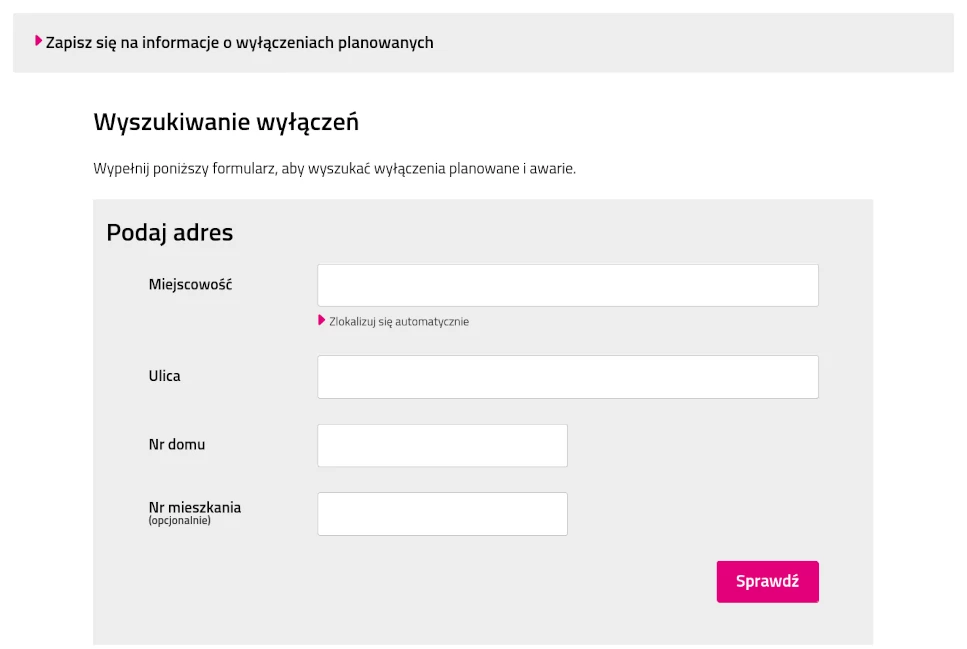planowane wyłączenia prądu Tauron